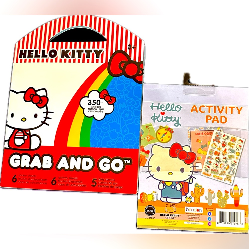 Cute Hello Kitty Grab &Go Booklet w/Stickers& Activity Pad w/Puffy Stickers NWOT